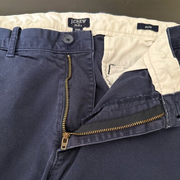 J Crew Flex Slim Fit Pants Mens Sz 33x30 Blue Chino Preppy Career Business - Picture 7 of 14